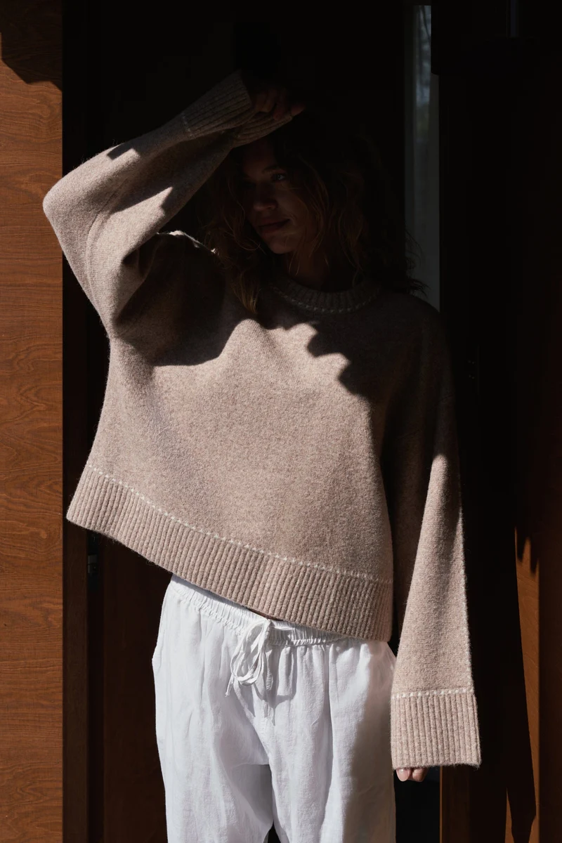 Neo Noir - Roeme Knit Stitch Blouse 164818 - 976 - Beige Melange