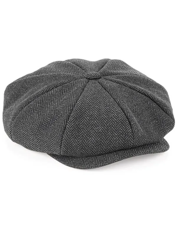 Beechfield - Heritage Baker Boy Cap - Charcoal Herringbone