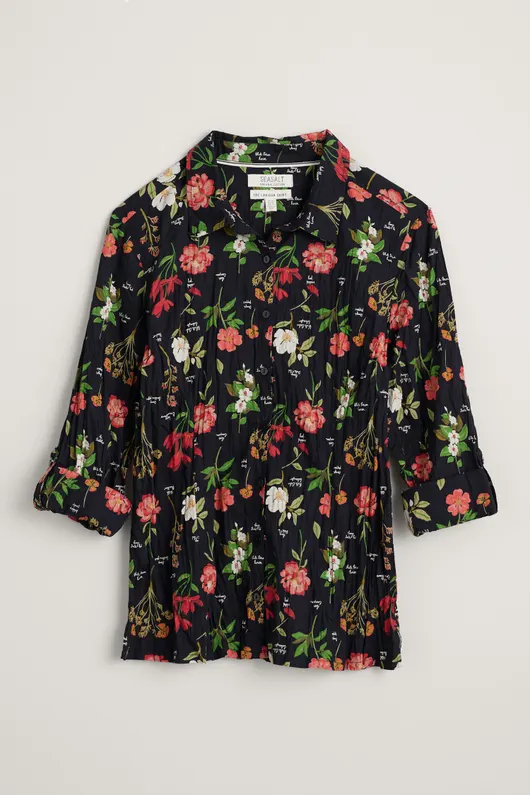 Seasalt Cornwall Larissa Shirt Botanical Collage Onyx