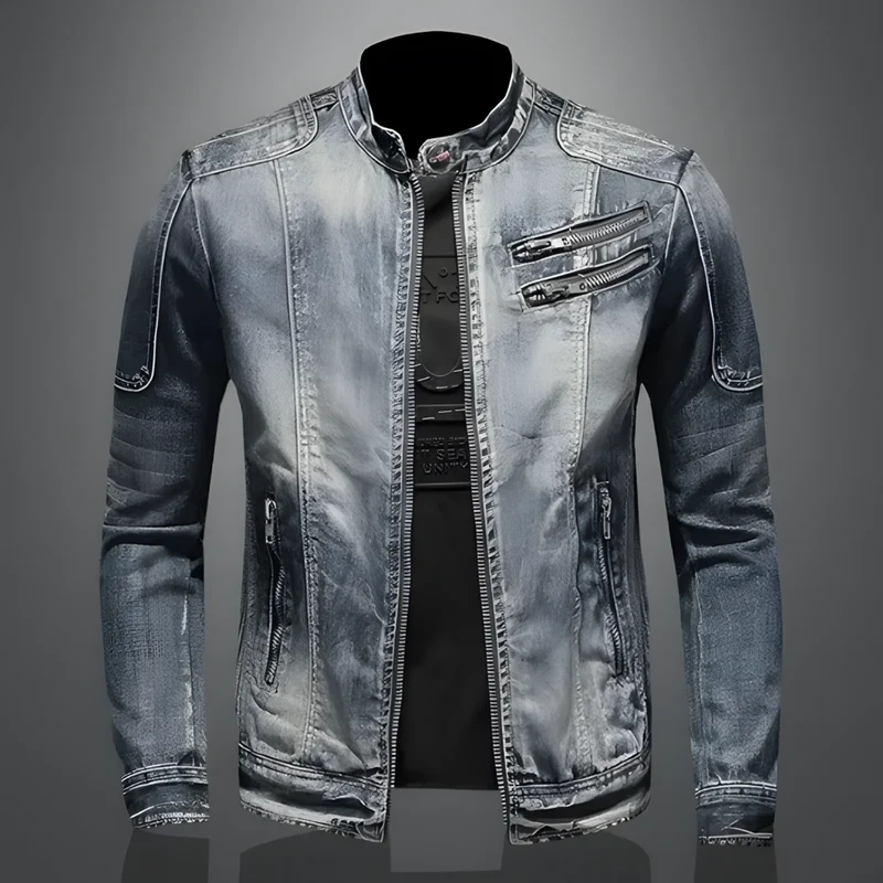 Heren Retro Spijkerjas Bikerstijl