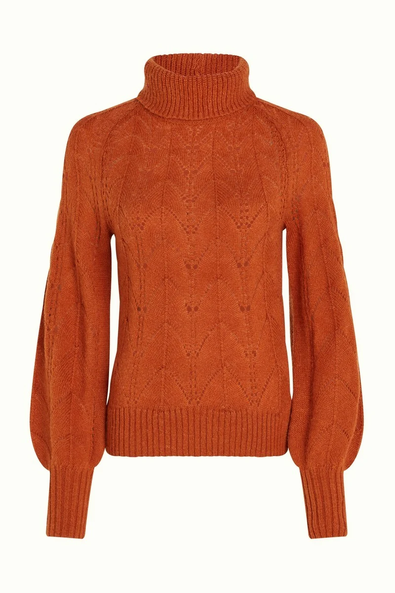 King Louie Jeanie Rollneck Top Farfalle caramel