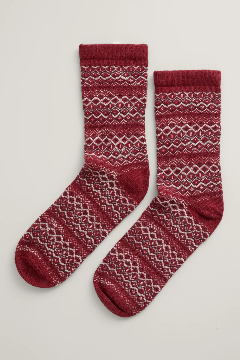 Seasalt Cornwall Fair Isle Socks Icelandic Dahlia