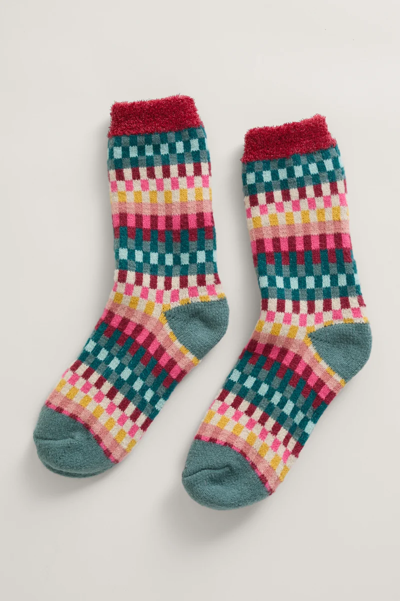 Seasalt Cornwall Cabin Socks Croquet Rose Dew Mix