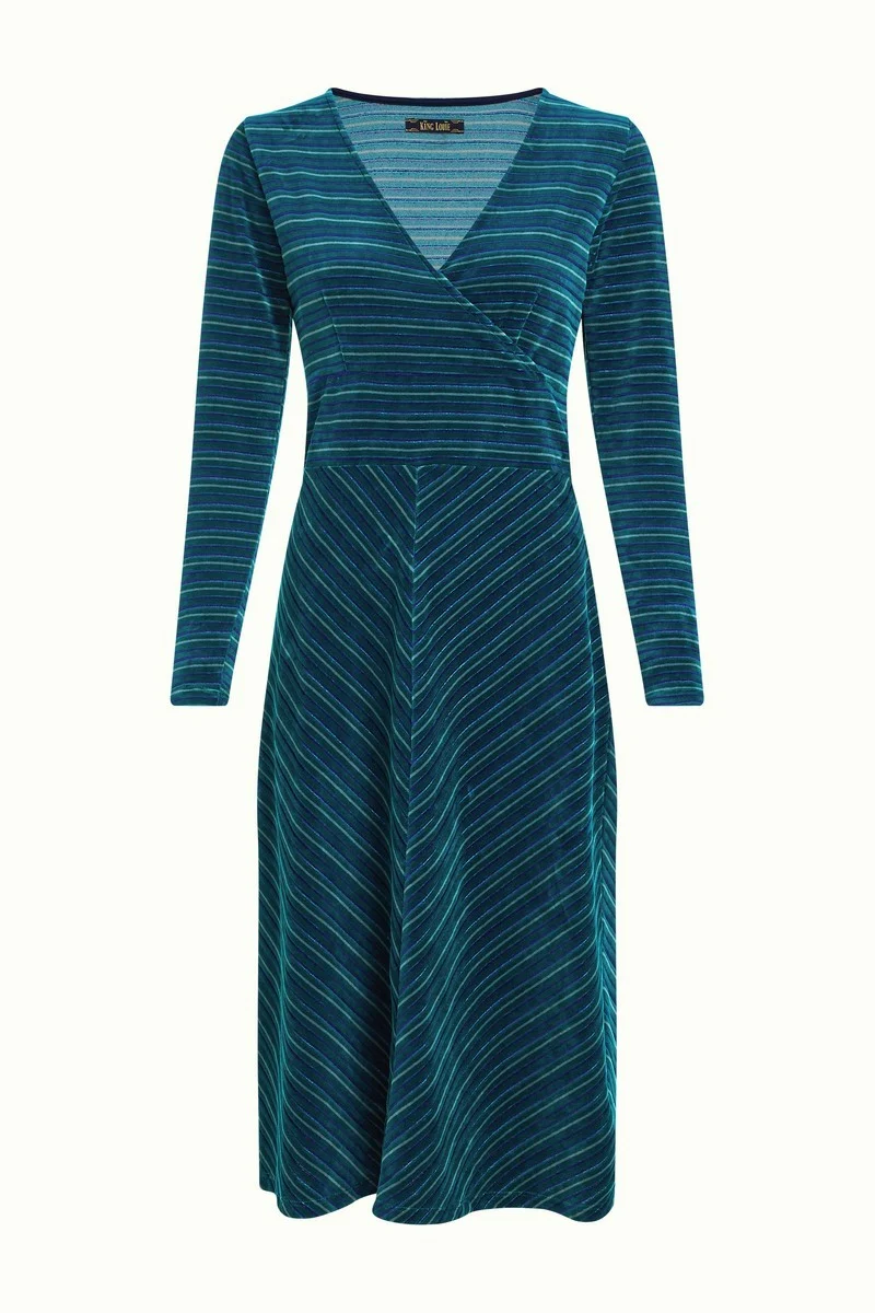 King Louie Lot Midi Dress Moda Stripe Lapis Blue
