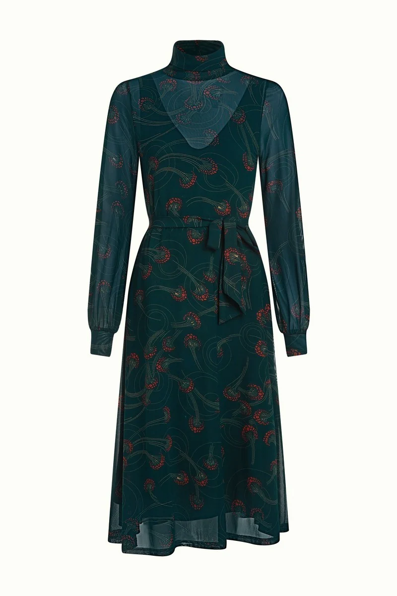 King Louie Betsy Rollneck Dress Allure Pine Green