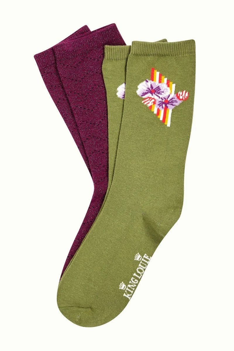 King Louie socks 2-pack Rebelle Posey Green