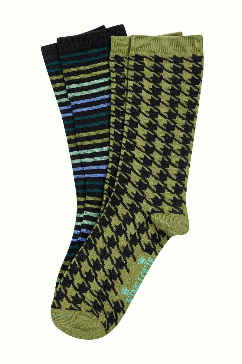 King Louie socks 2-pack Pied-de-Poule Posey Green