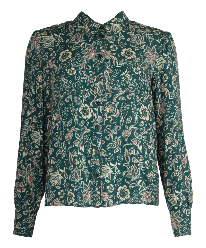 C'est beau la vie Desiree chemise imprimee florale vert cypres