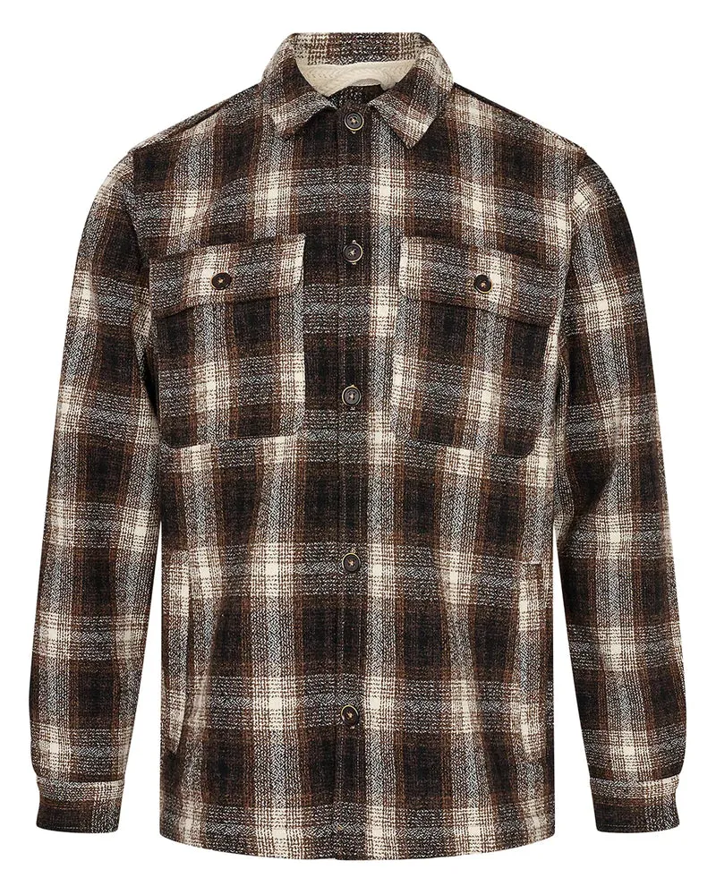 Anerkjendt aklion heavy check overshirt chocolate brown