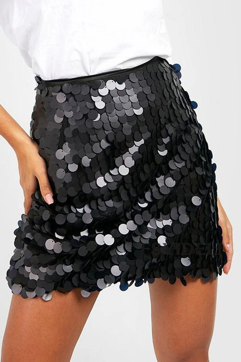 Mila - Glamour Pailletten Rok | Verleidelijke Effen Look