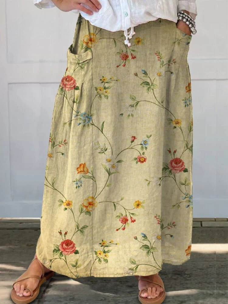 Bloemenrok met Zakken - Elegant en Comfortabel
