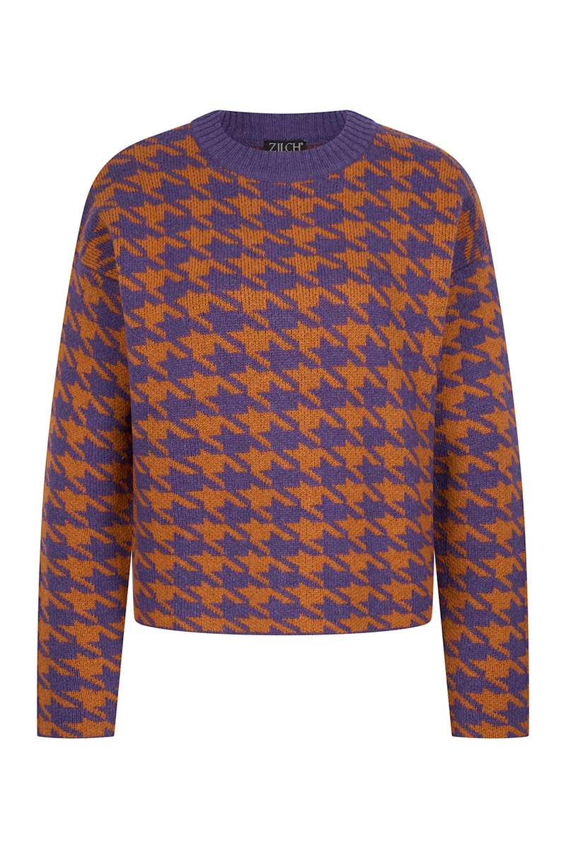 Zilch sweater pied de poule caramel