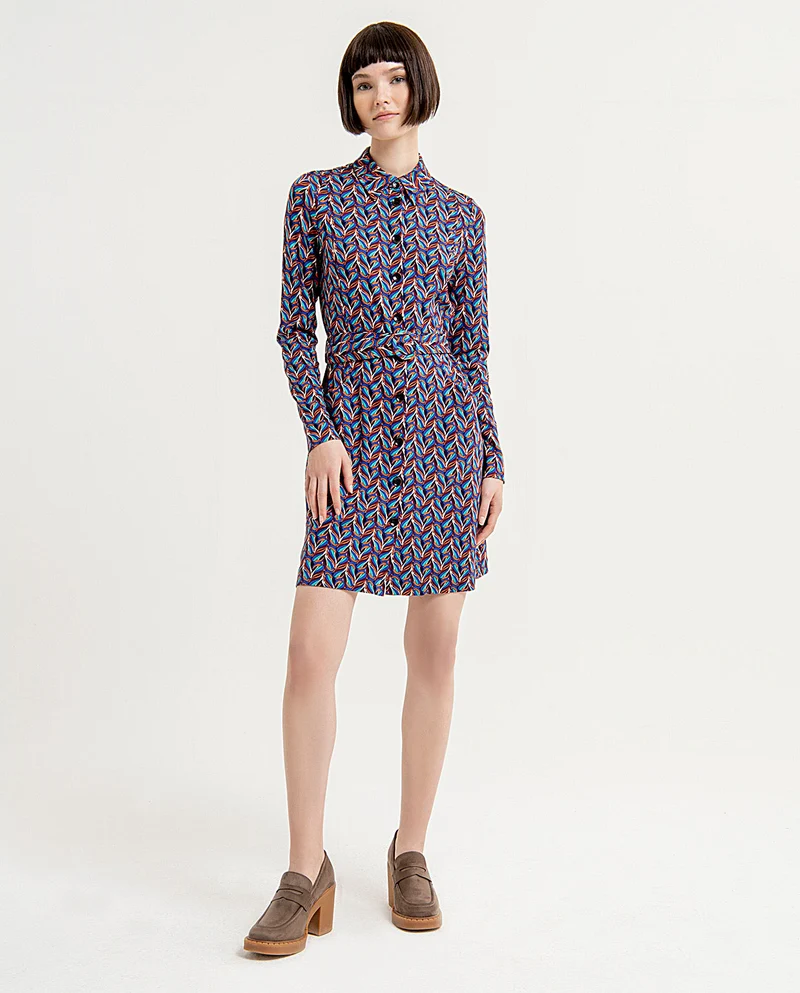 Surkana short shirt dress with belt blue