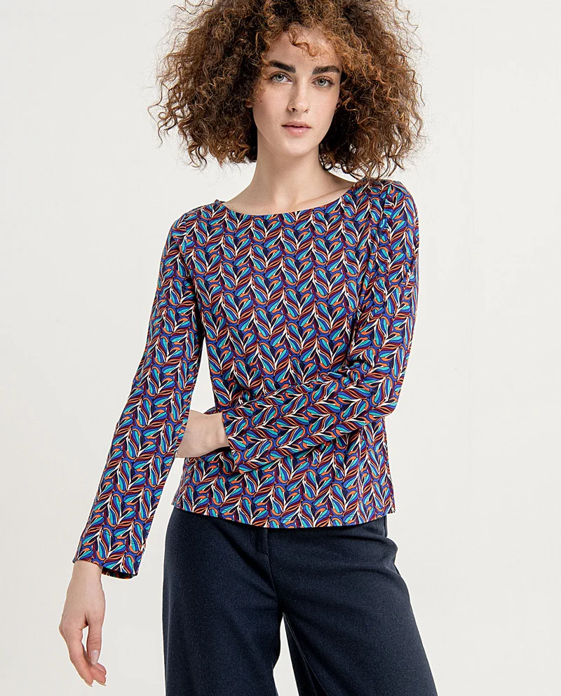 Surkana short boat neck t-shirt blue