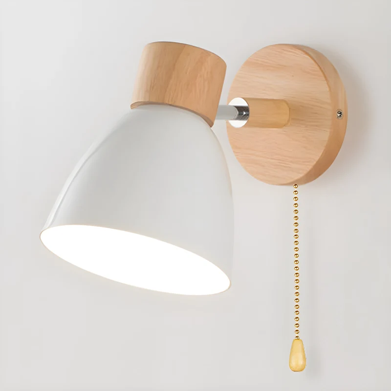 Houten Noorse Wandlamp met Schakelaar voor de Slaapkamer