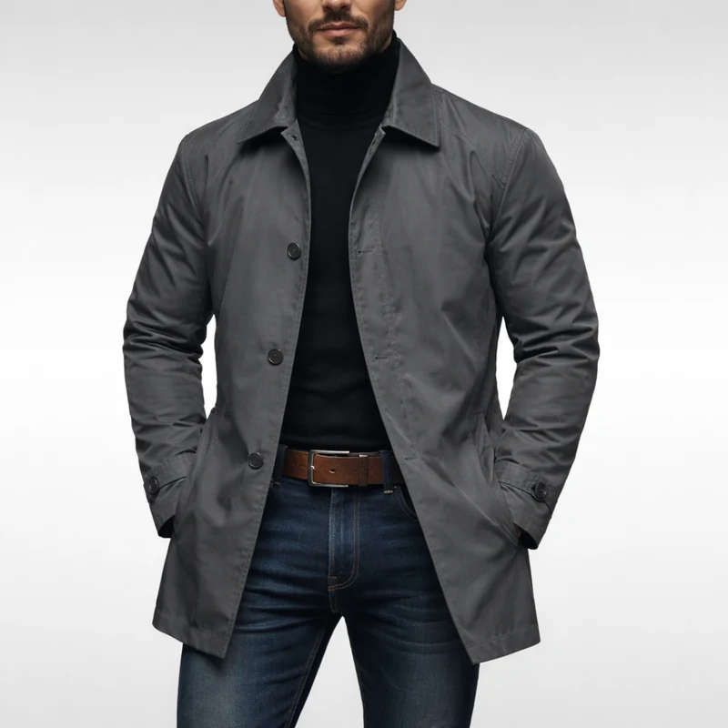 Heren Trenchcoat met Knoopsluiting voor Koude Dagen