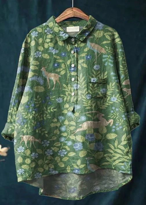 Mary | Blouse van katoen en linnen met bloemenprint