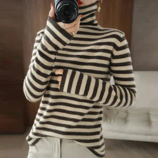 HARPER | GESTREEPT ROLLENKRAAGPULLOVER