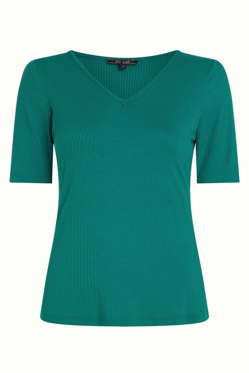 King Louie Carice V top uni rib ponderosa green