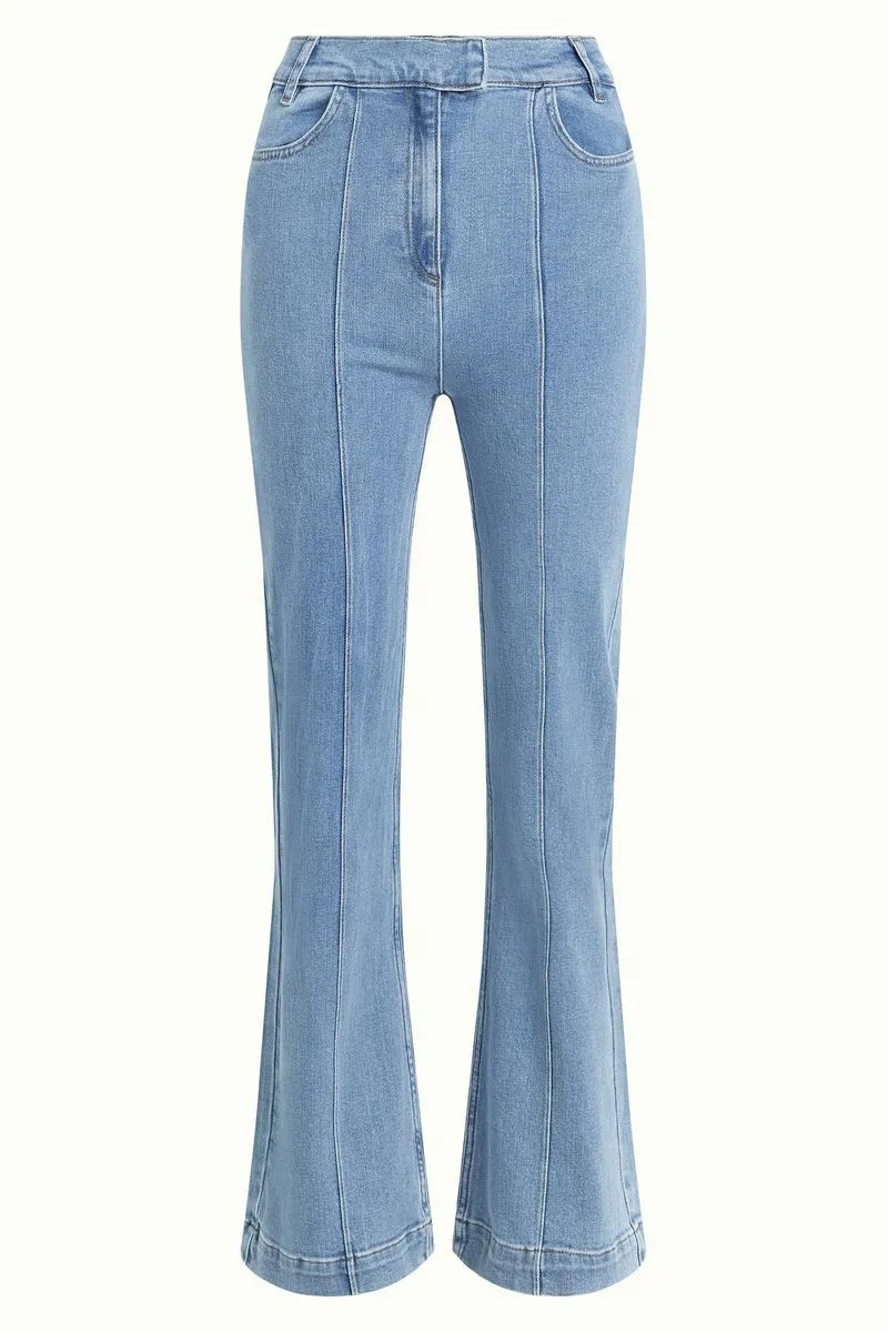 King Louie Ella pintuck pants strata denim heaven blue