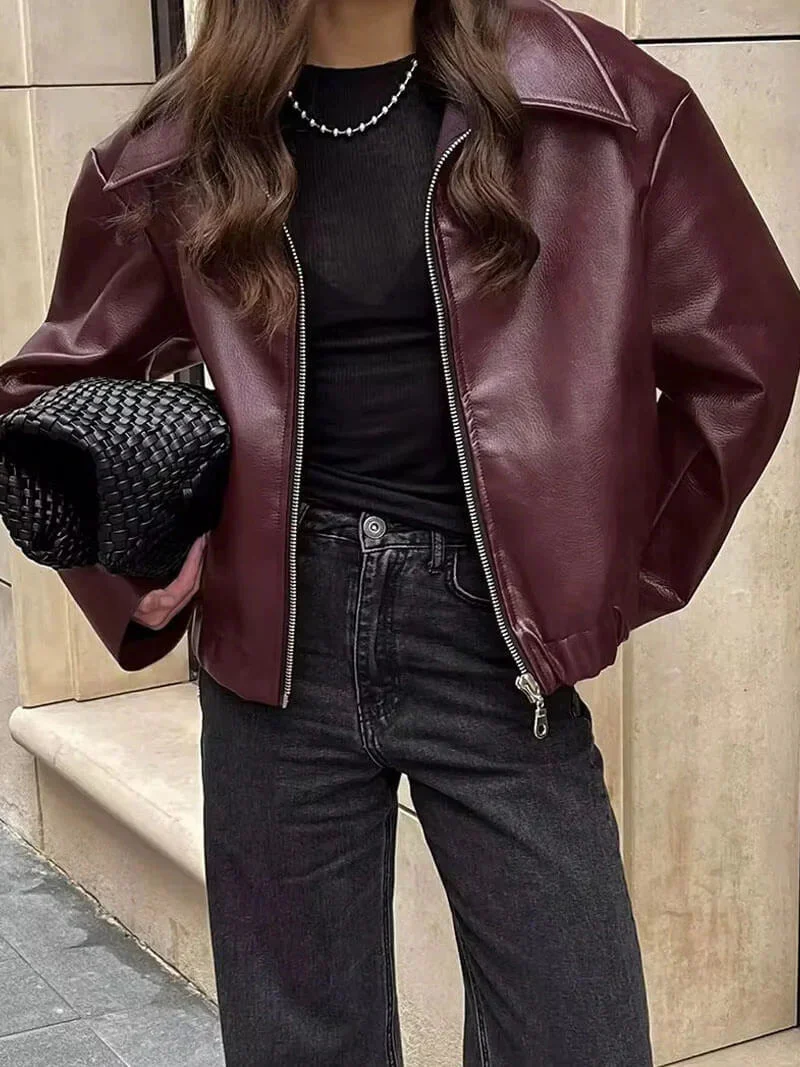 Burgundy Damesjas - Stijlvol & Edgy