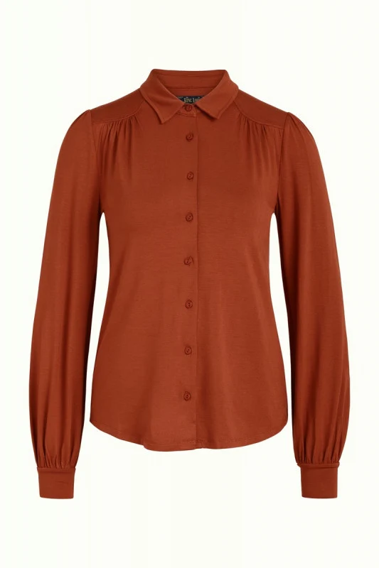 Effen oranje blouse | King Louie Carina blouse ecovero Light cognac orange