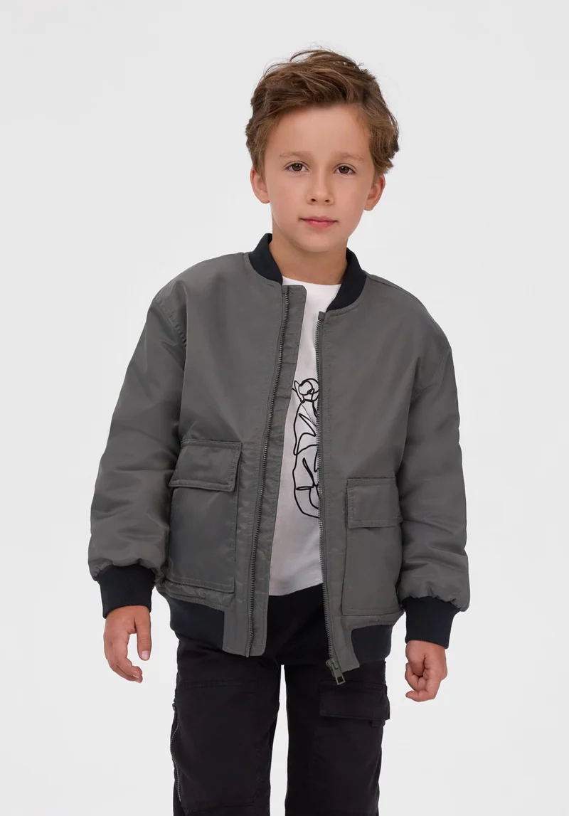 Boys' bomber jacket in khaki