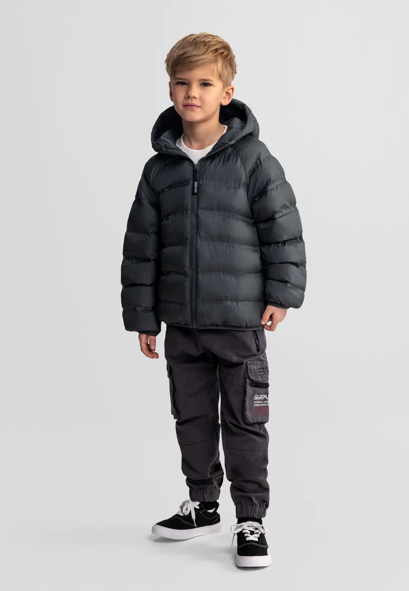 Boys' puffer jacket in dark green