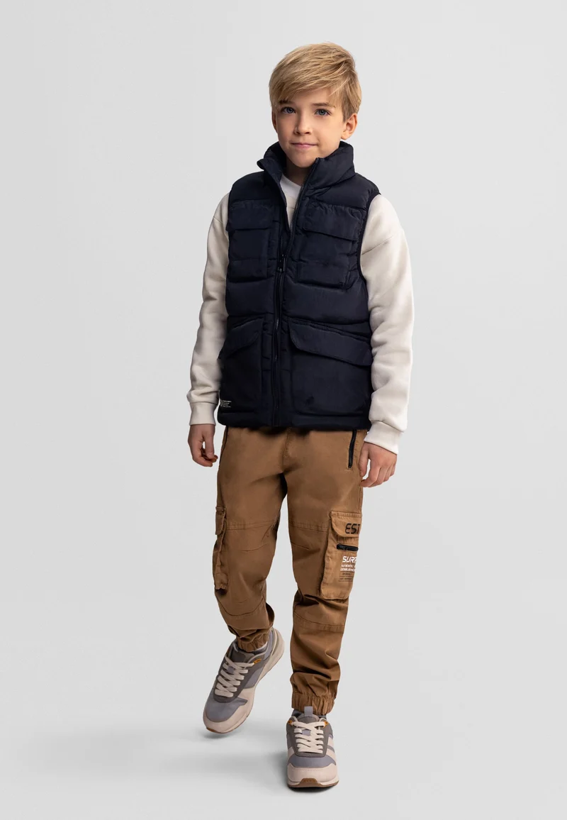 Boys' utility padded gilet in black