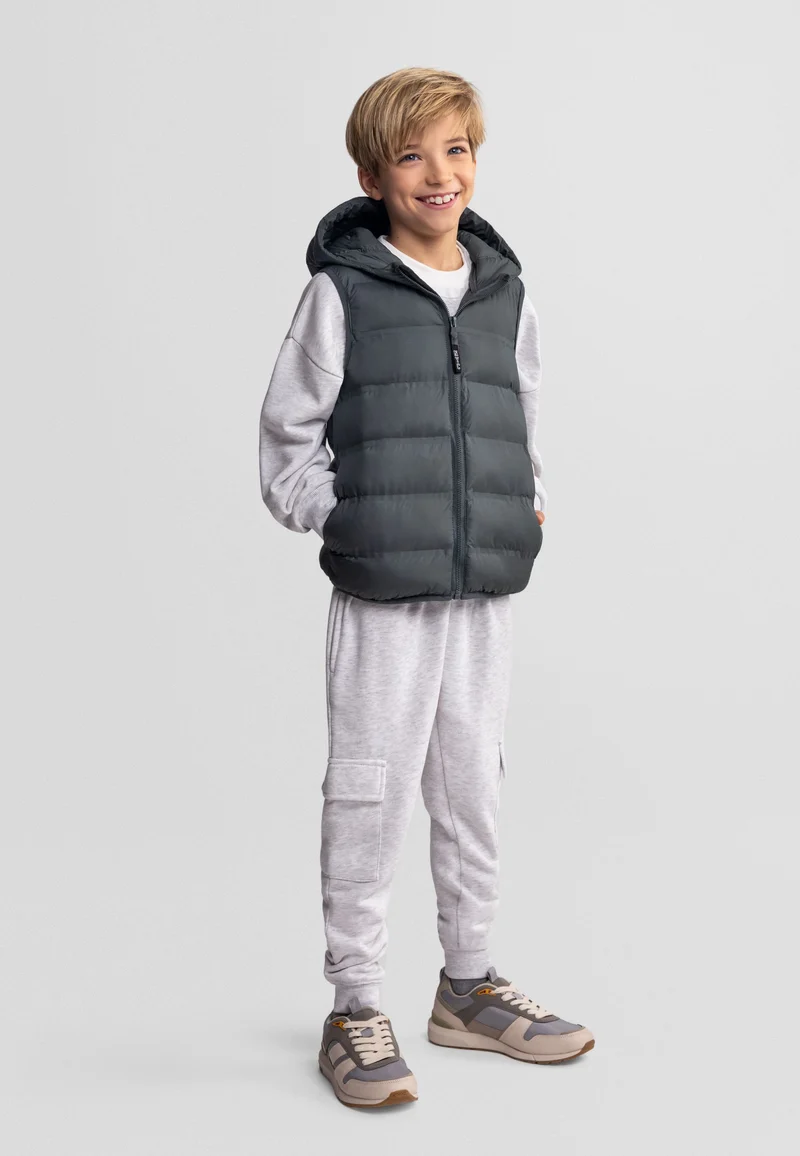 Boys' padded gilet in dark green