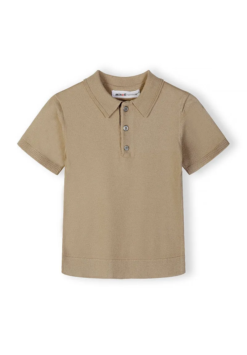 Boys' knitted polo shirt in beige