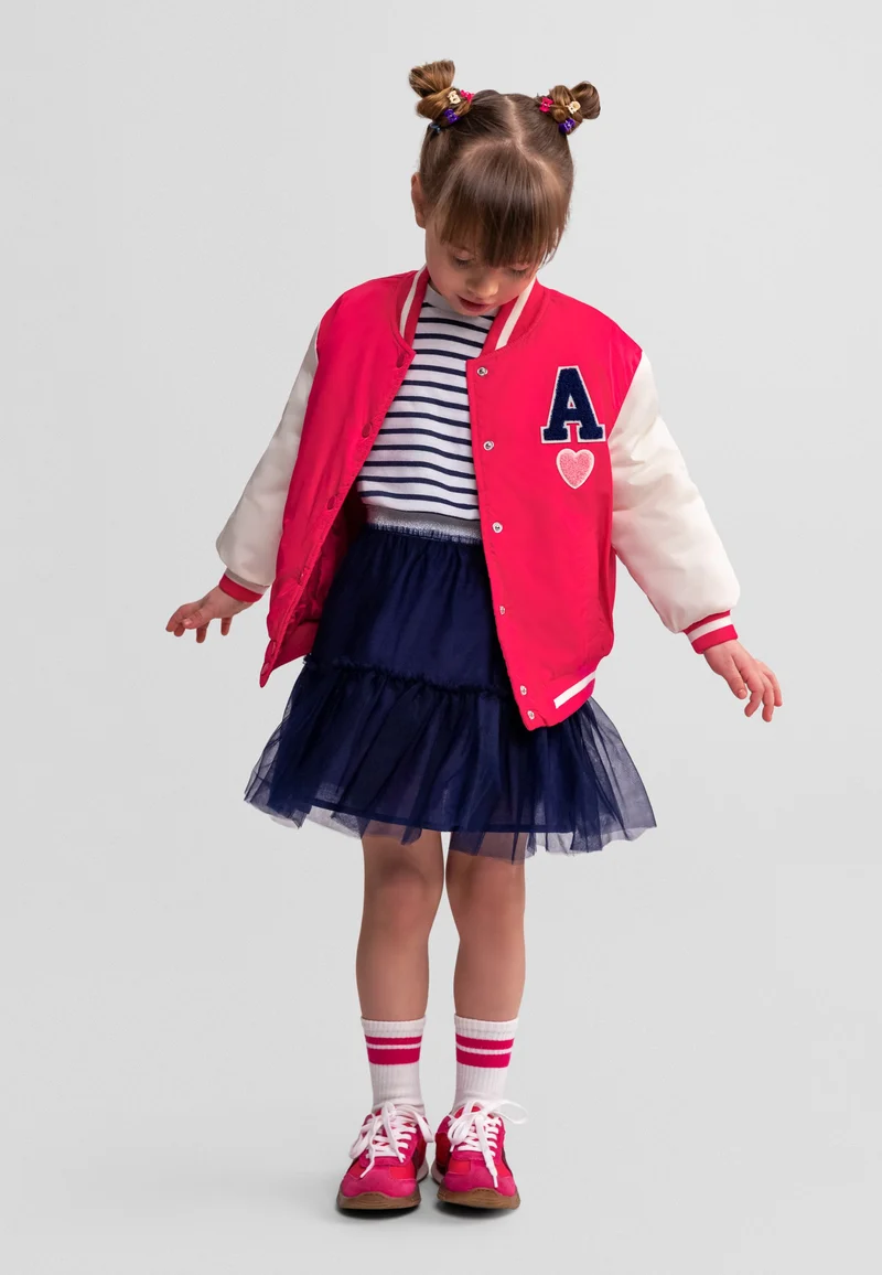 Girls' varsity jacket in pink
