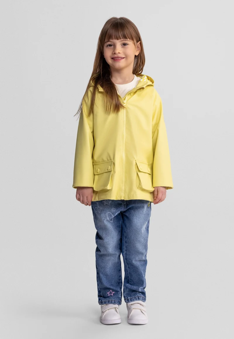 Girls' hooded jacket in yellow