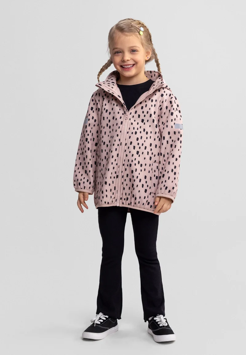 Girls' hooded printed jacket in light pink