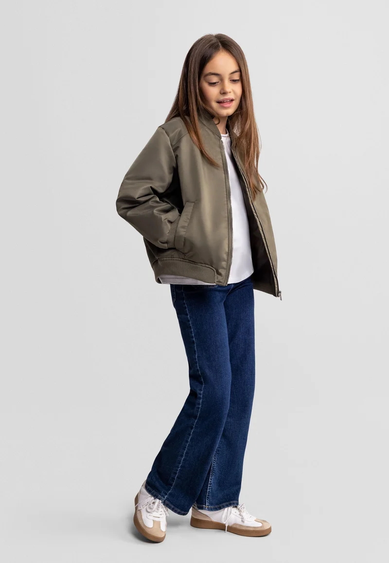 Girls' bomber jacket in khaki