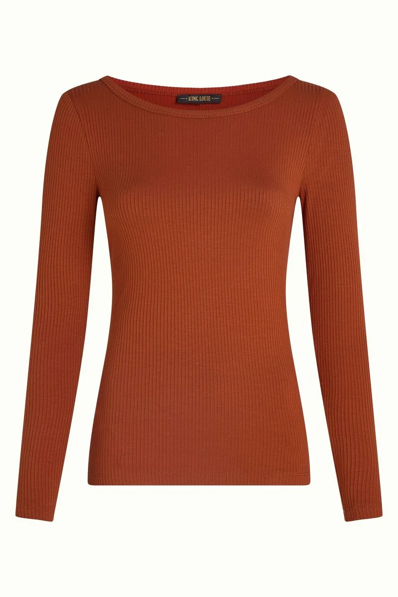 King Louie Lili Tee Uni Rib Spicy Brown