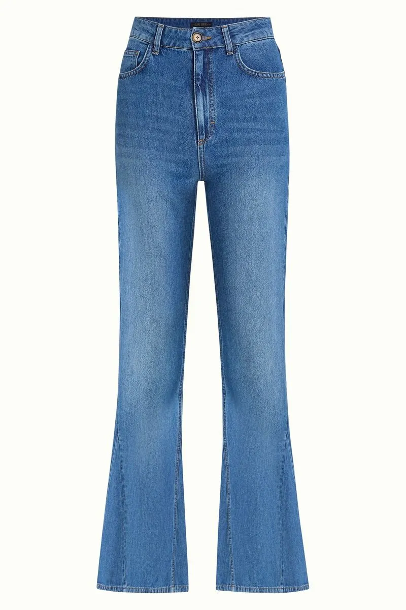 King Louie Jimmy Bell Bottom Pants Stone Denim Blue Tint