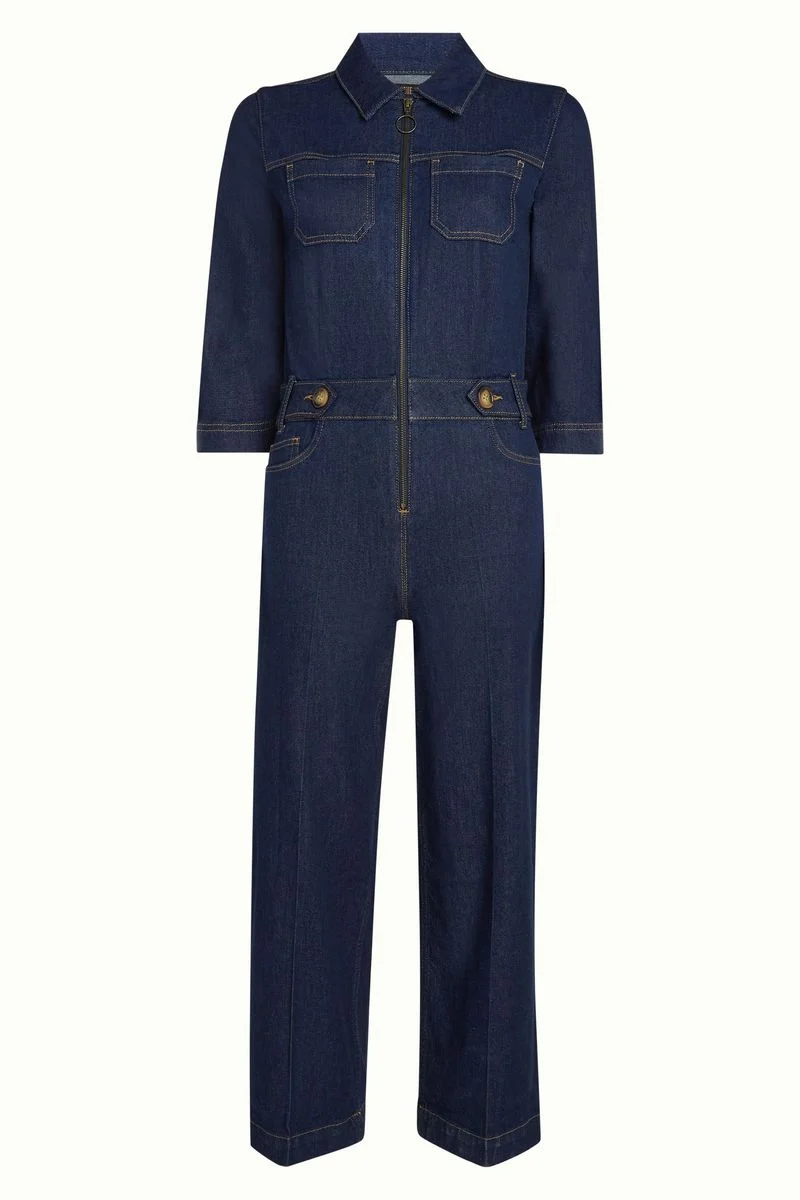 King Louie Zip Jumpsuit Onyx Denim Deep Blue