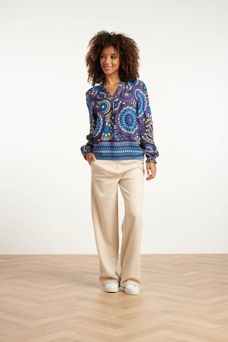 Ornamentale Top In Paars En Blauw Tinten | Purple-Multicolour