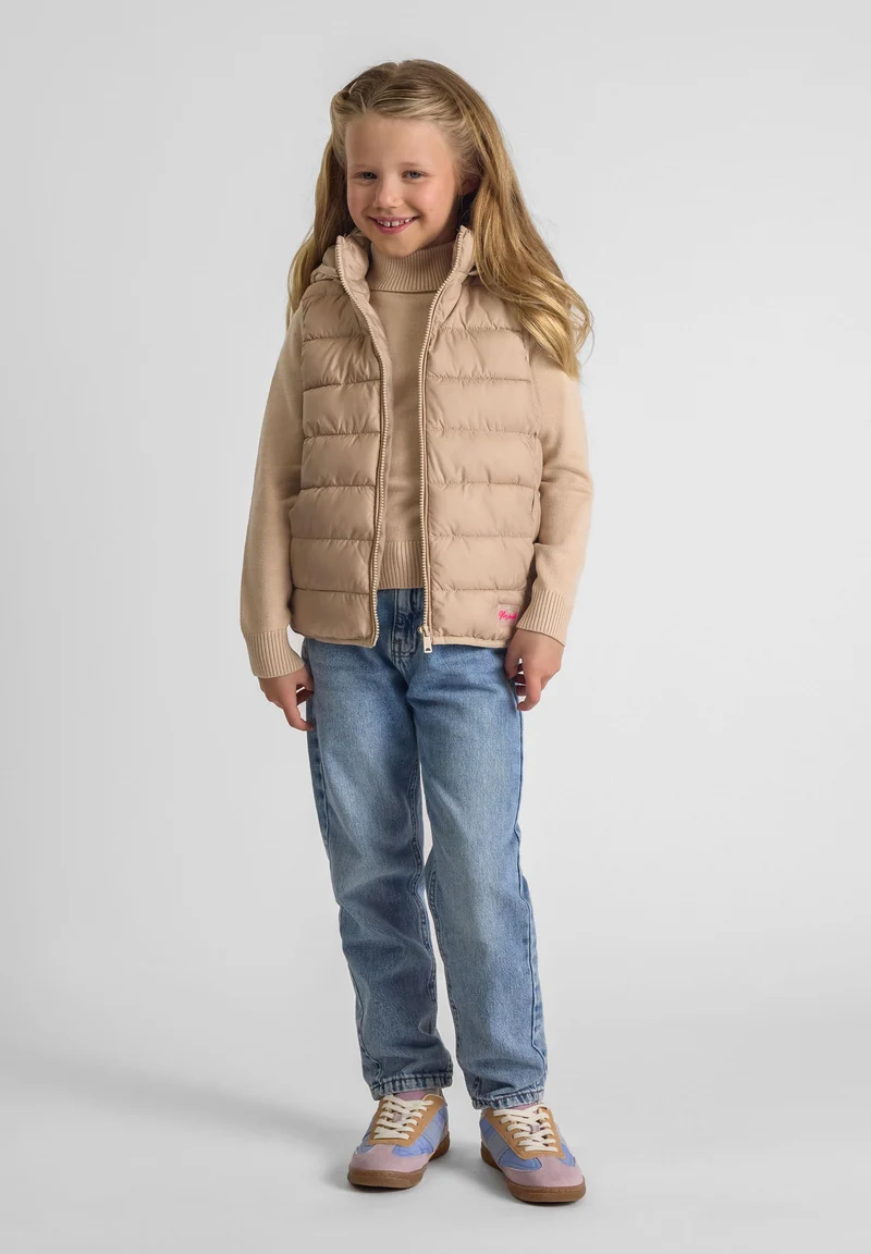 Girls' padded gilet in beige