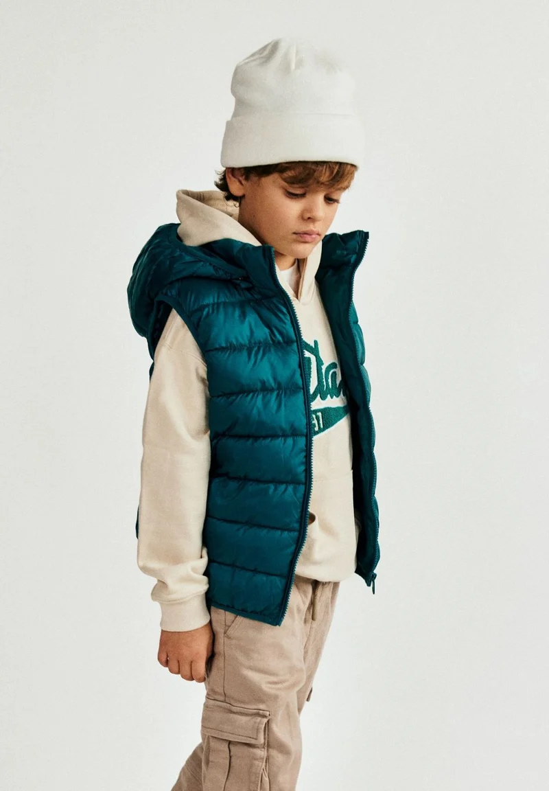 Boys' padded gilet in teal