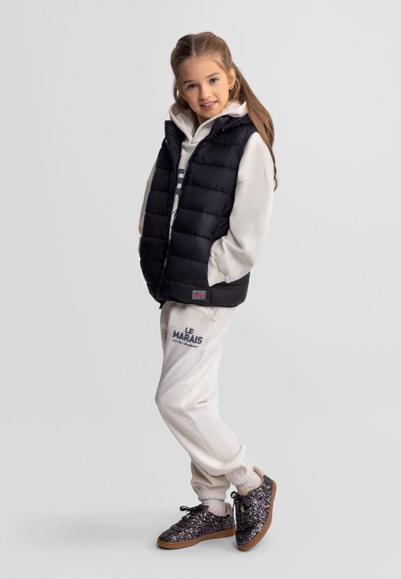 Girls' padded gilet in black