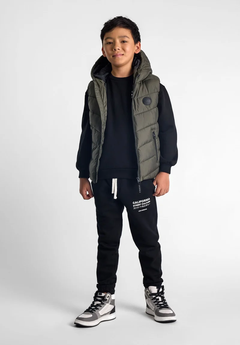 Boys' padded gilet in olive green
