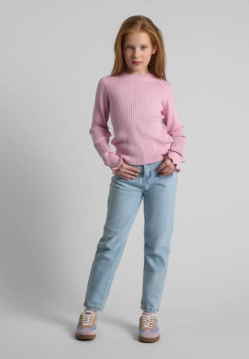 Girls' ribbed jumper in pink