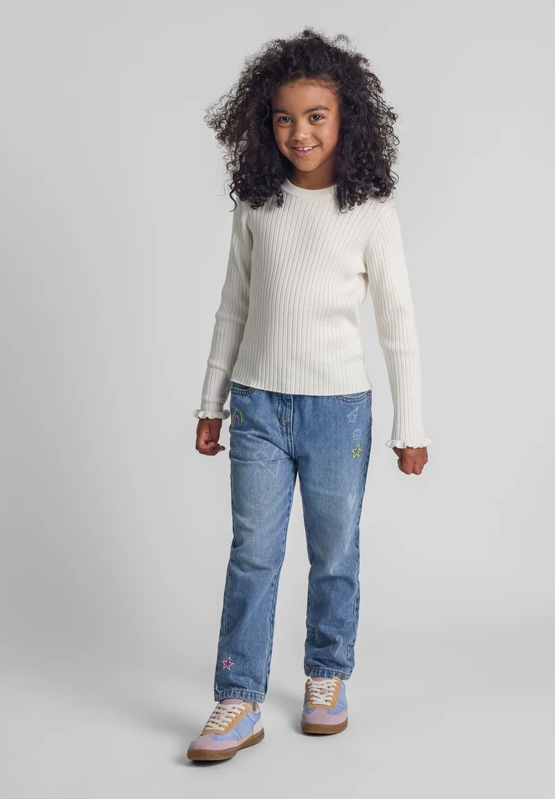 Girls' ribbed jumper in cream