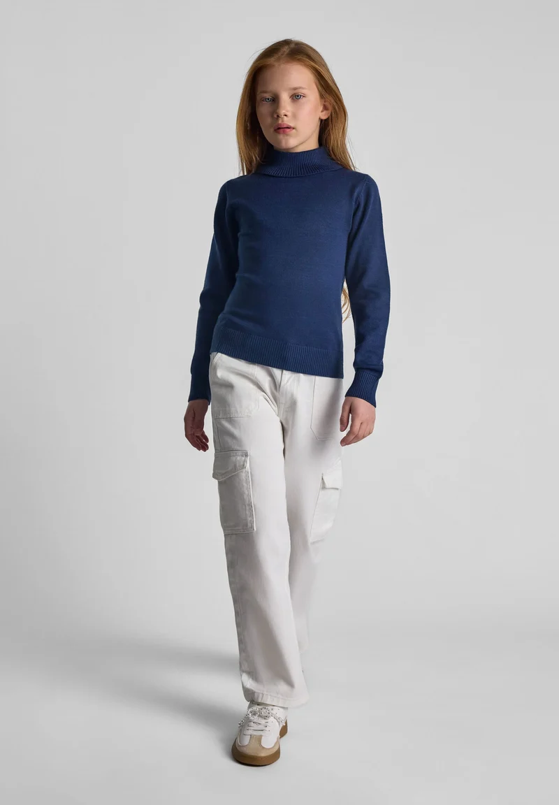 Girls' high neck jumper in navy
