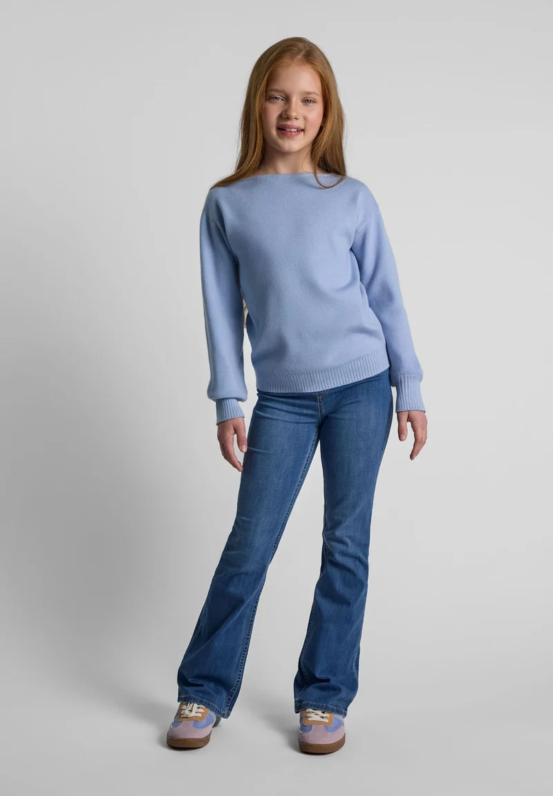 Girls' boat neck jumper in light blue