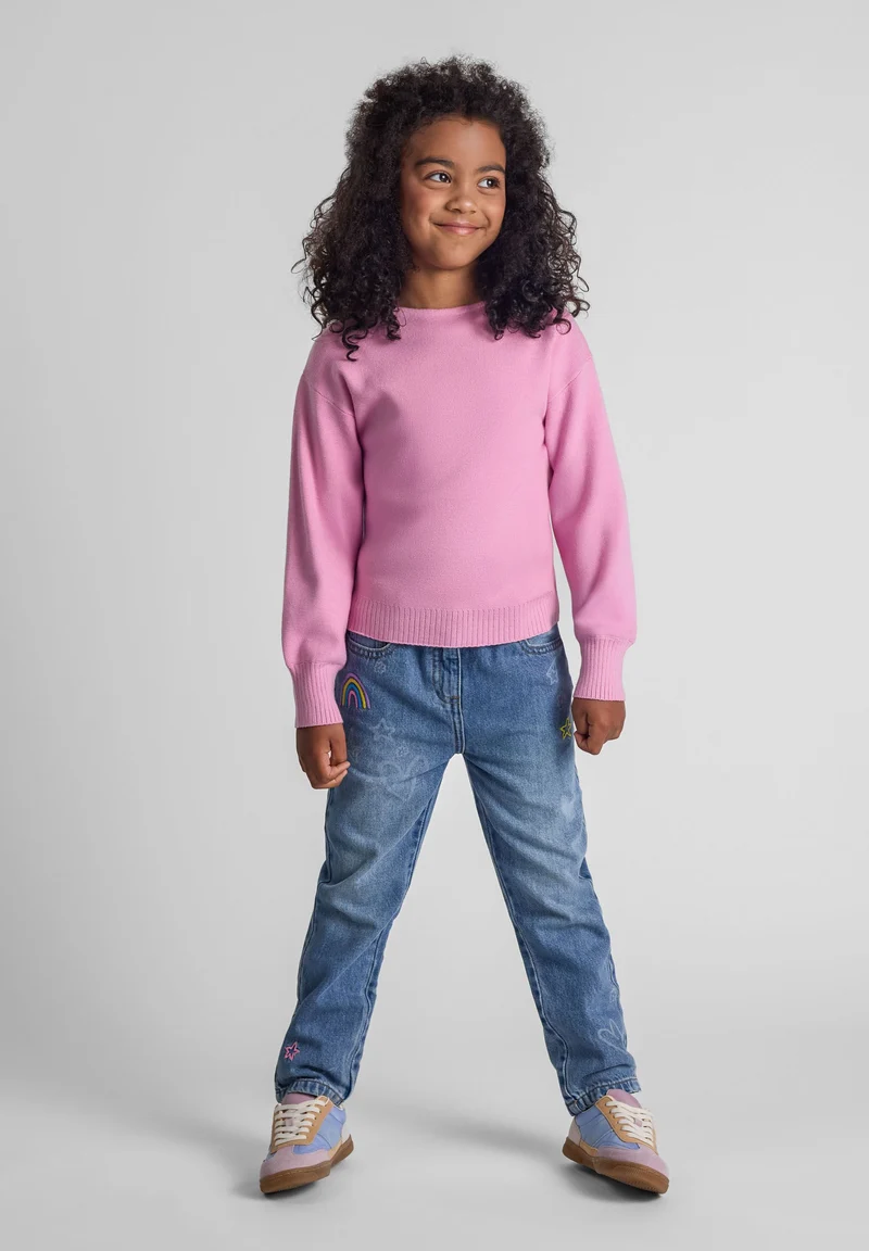 Girls' boat neck jumper in pink