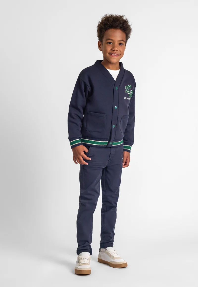 Boys' varsity cardigan in navy