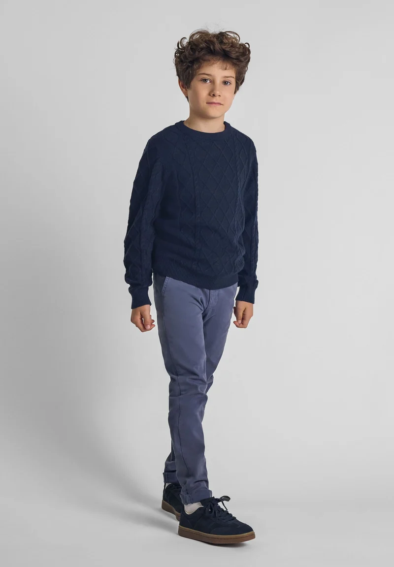 Boys' cable knit jumper in navy